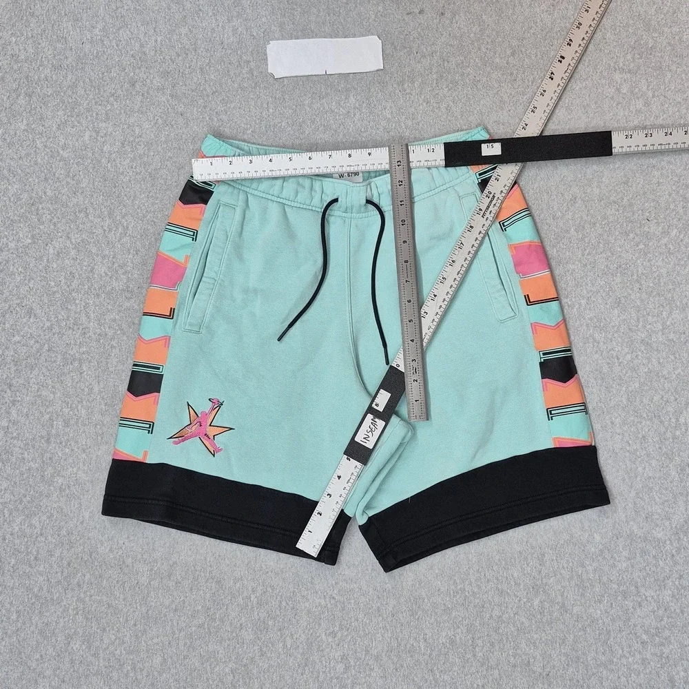 Jordan Men Activewear Shorts M Teal Embroidered Sweat Fleece AJ 11 Jumpman